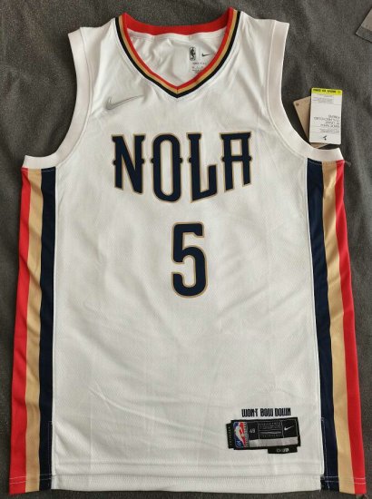 NBA 5 Jones Pelicans 75th anniversary Maillot blanc